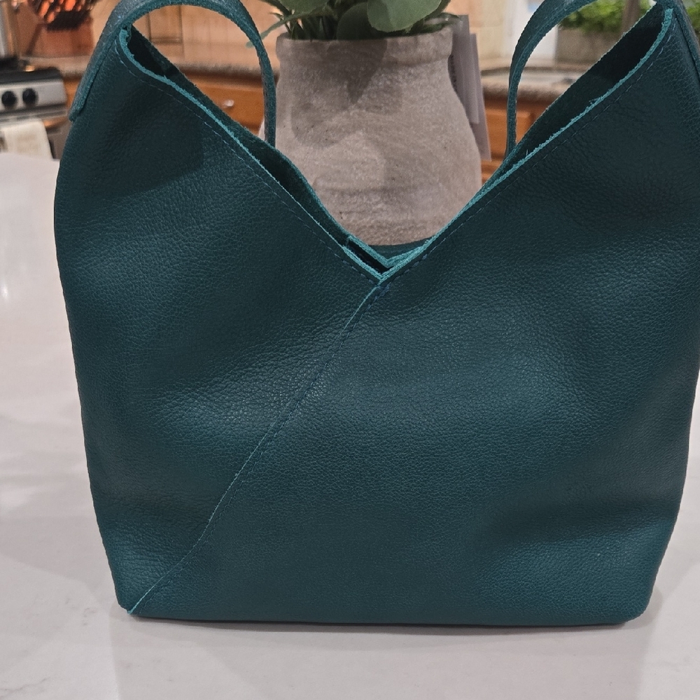 Elegant Teal Leather Tote Bag